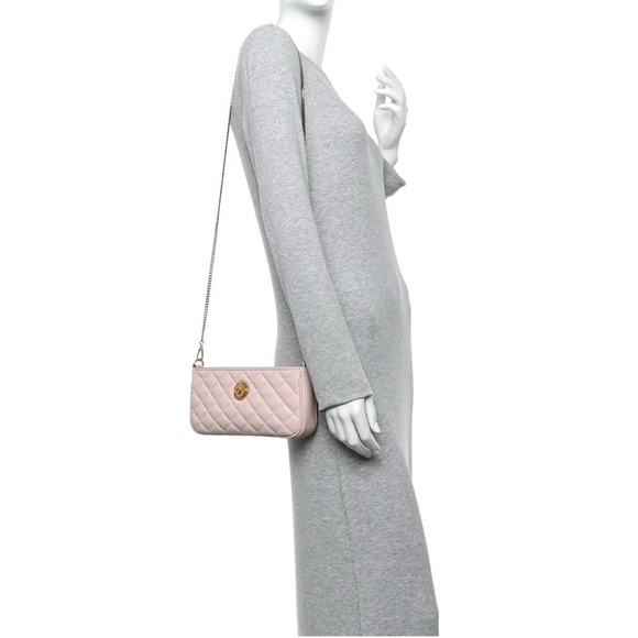 NWT VERSACE La Medusa Nappa Leather Quilted Baguette Crossbody Bag Light Pink - Picture 12 of 12